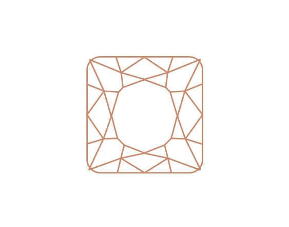Icon of a cushion-cut diamond with a square shape and rounded corners