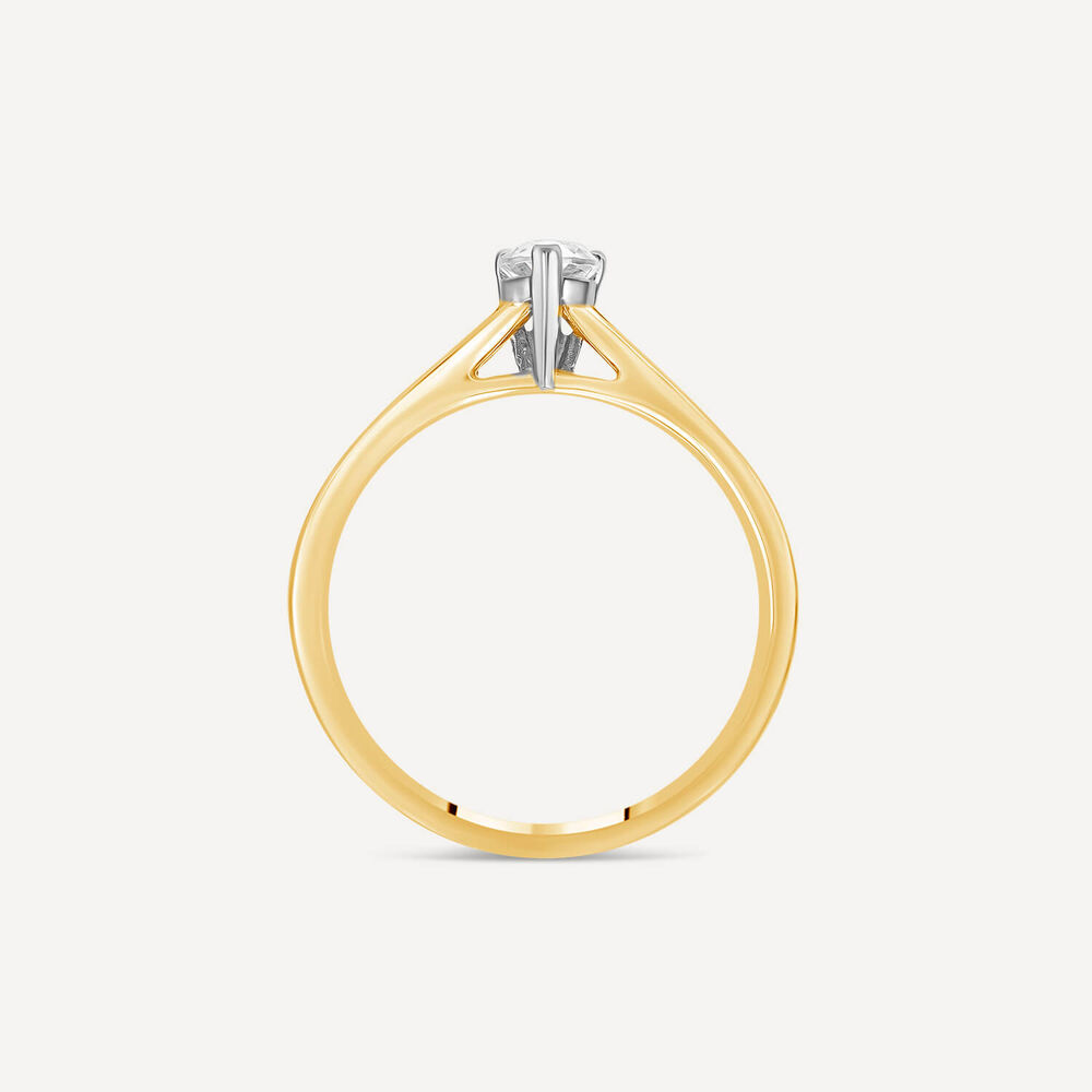 Tulip Setting 18ct Yellow Gold 0.50ct Pear Solitaire & Channel Shoulders Ring image number 3