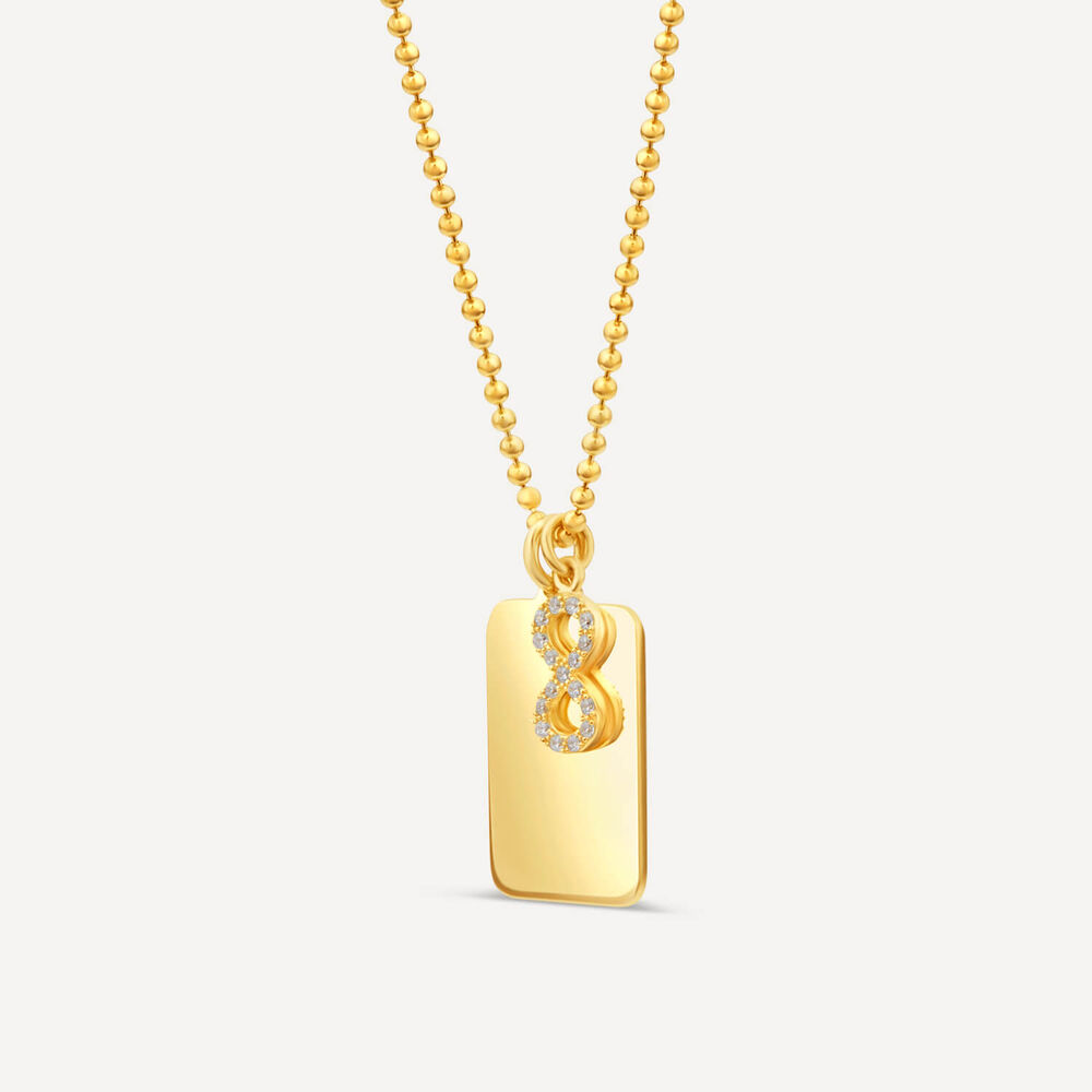 Sterling Silver & Yellow Gold Plated Rectangular Plain Disc with Infinity Charm Pendant