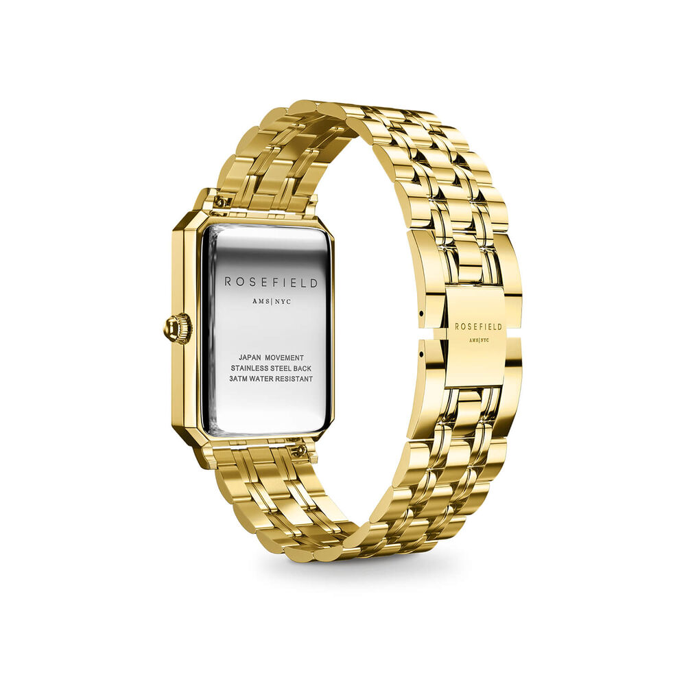 Rosefield Octagon Gold 23x29mm White Dial 23k Gold Plated Steel Bracelet Watch image number 1