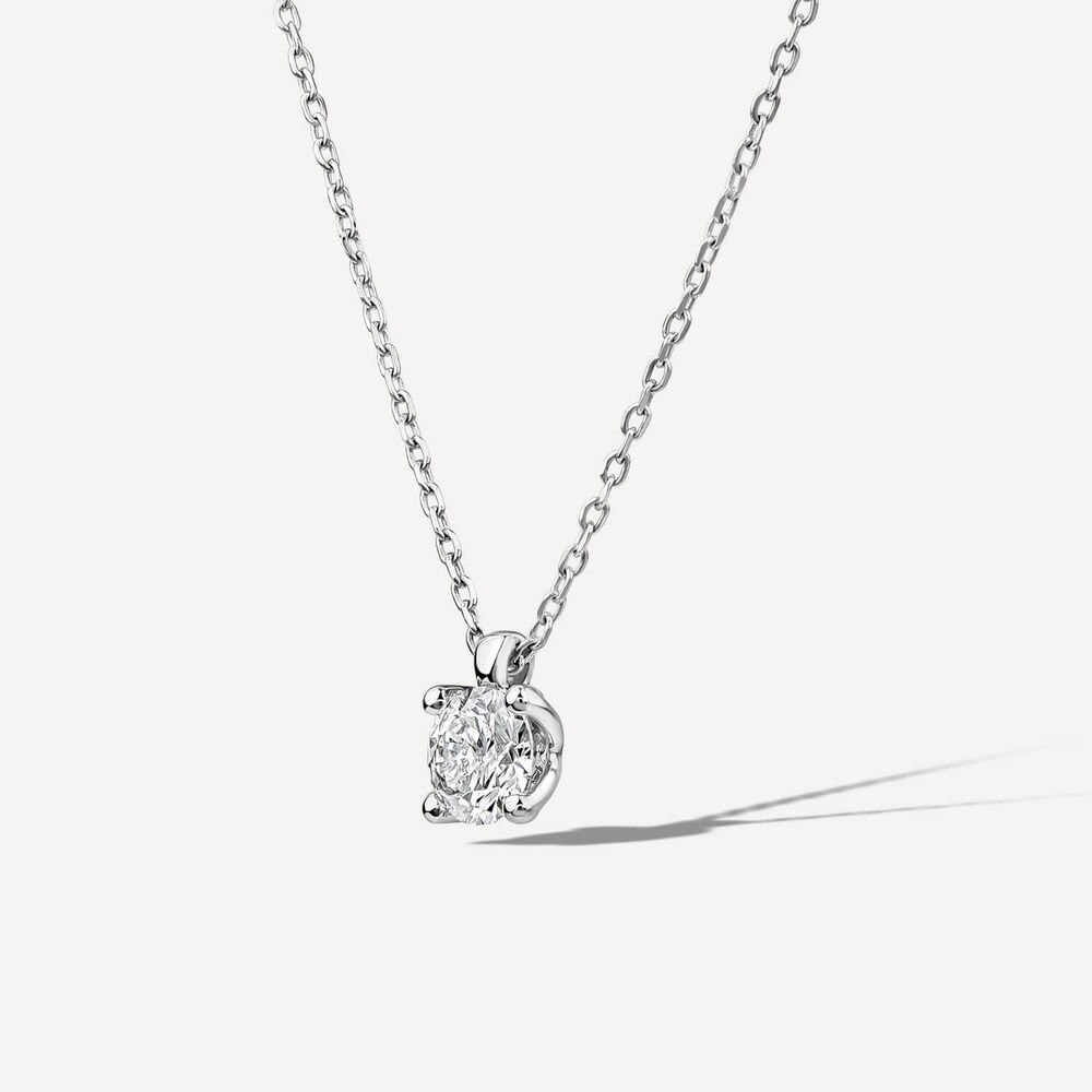 9ct White Gold Lab Grown 0.50ct Diamond Round Brilliant Pendant image number 1