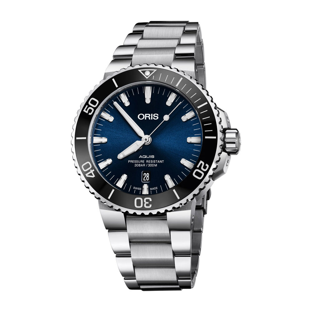 Oris Aquis Date Automatic Blue Dial Steel Bracelet Watch