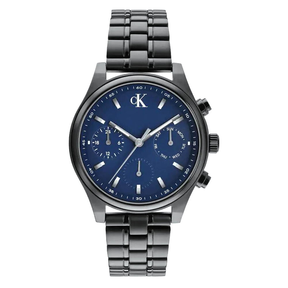 Calvin Klein Modern Vintage 38mm Navy Blue Dial Grey IP Stainless Steel Bracelet Watch