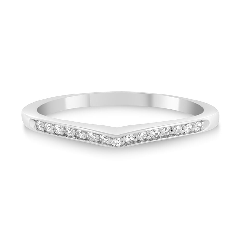 Ladies' 18ct White Gold Diamond-set Shaped Wedding Ring image number 4