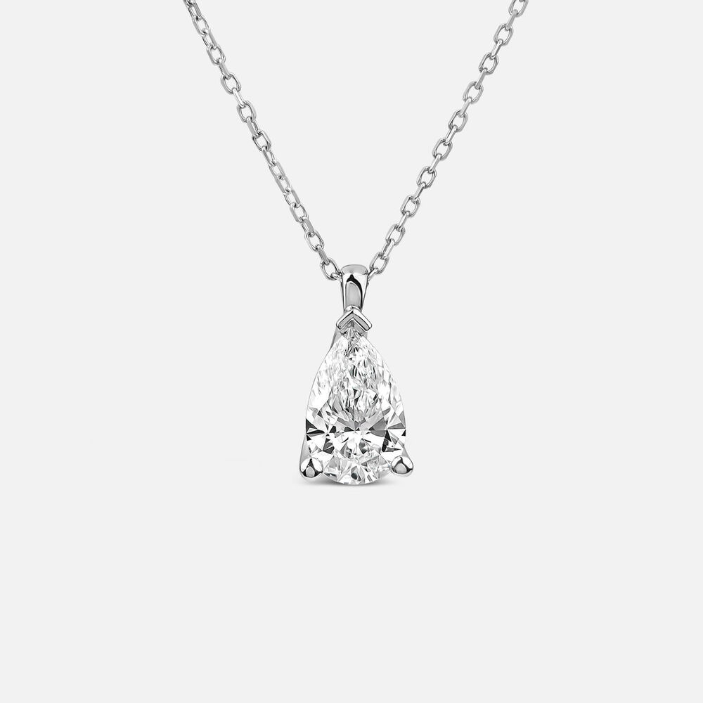 Born 9ct White Gold 1.00ct Lab Grown Pear Diamond Pendant