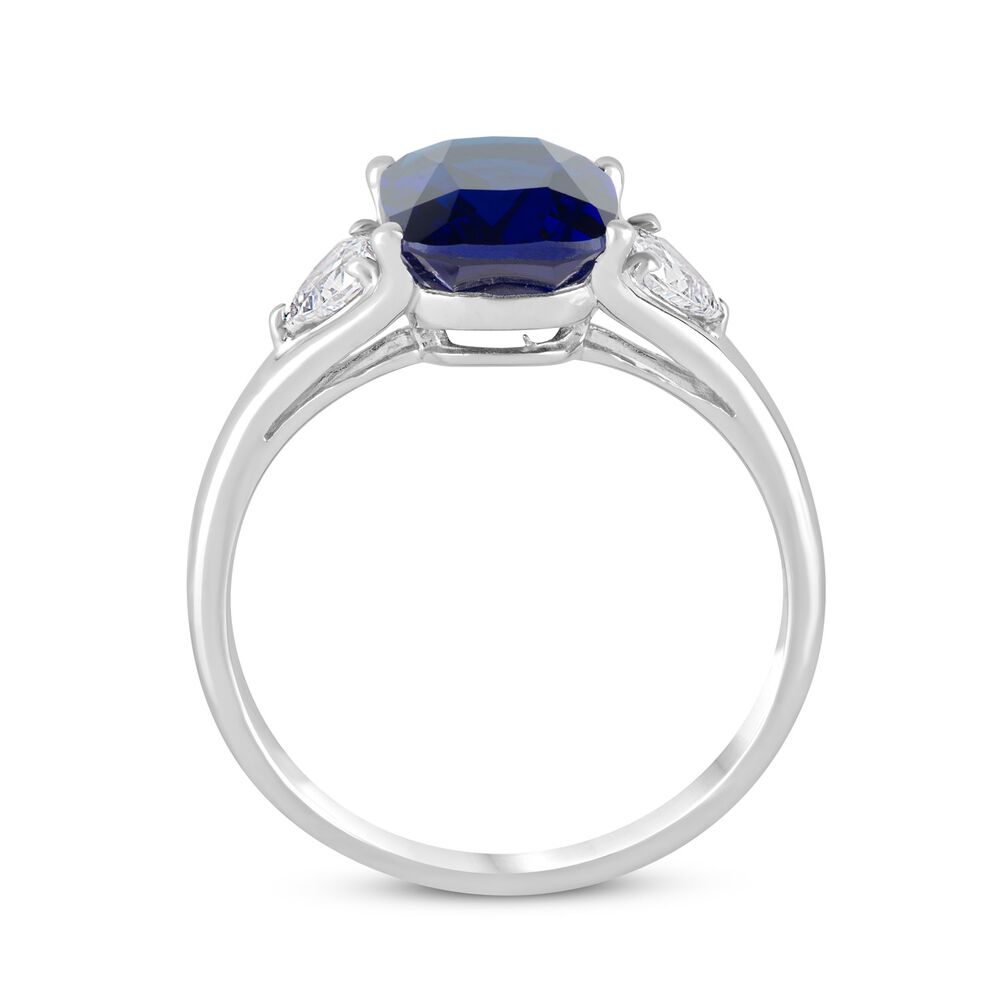9ct White Gold Created Sapphire & Cubic Zirconia Ring image number 2