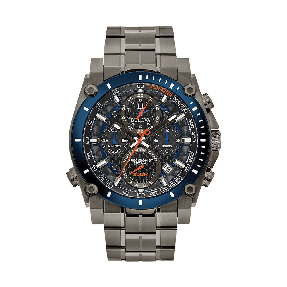 Bulova Precisionist 46.5mm Steel Case Black Dial Watch