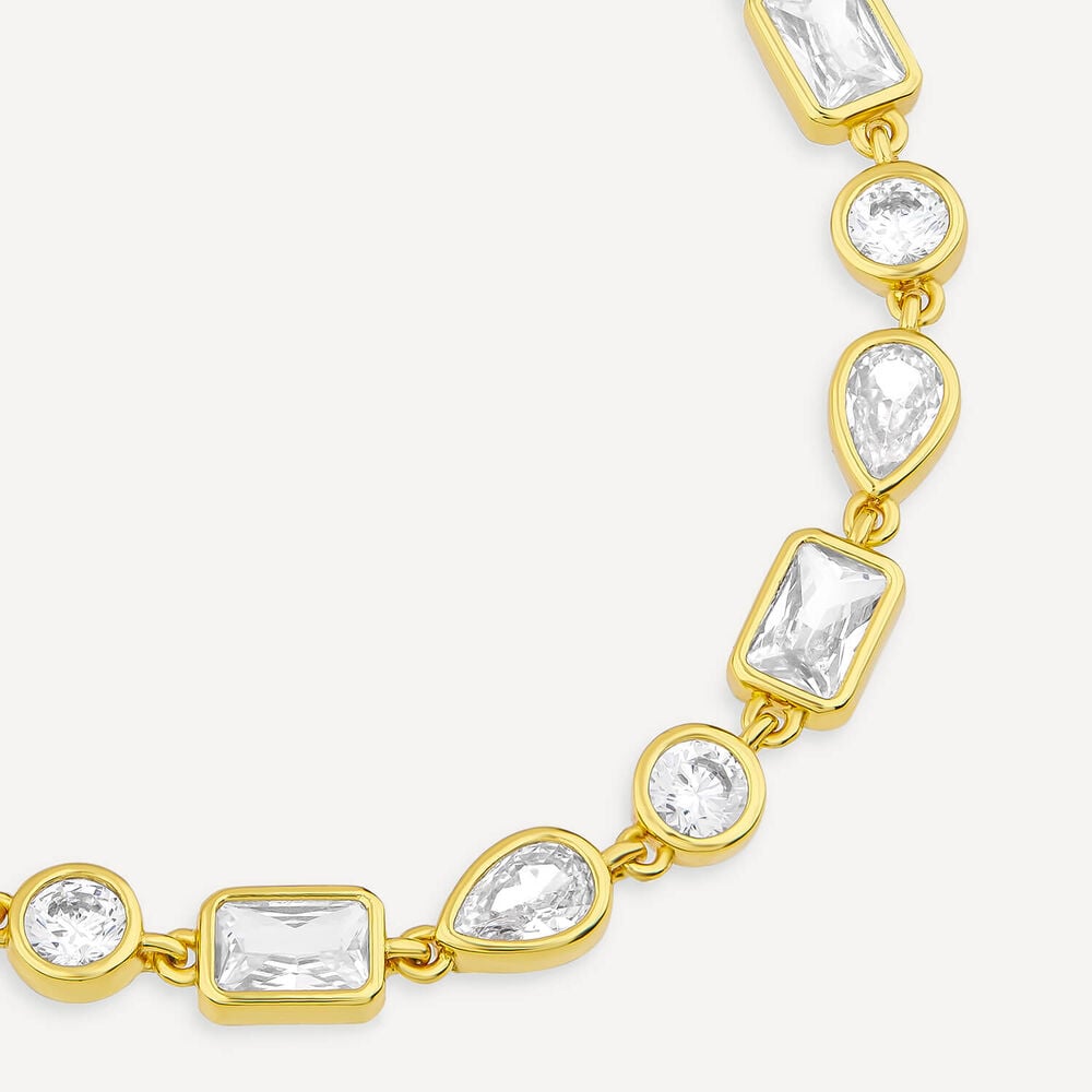 Sterling Silver Yellow Gold Plated Cubic Zirconia Bracelet