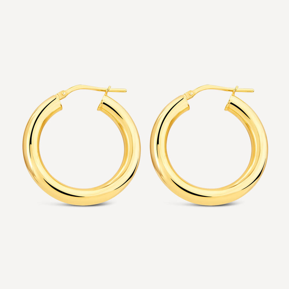 Yellow Gold Plated Sterling Silver 20mm Thick Hoop Earrings