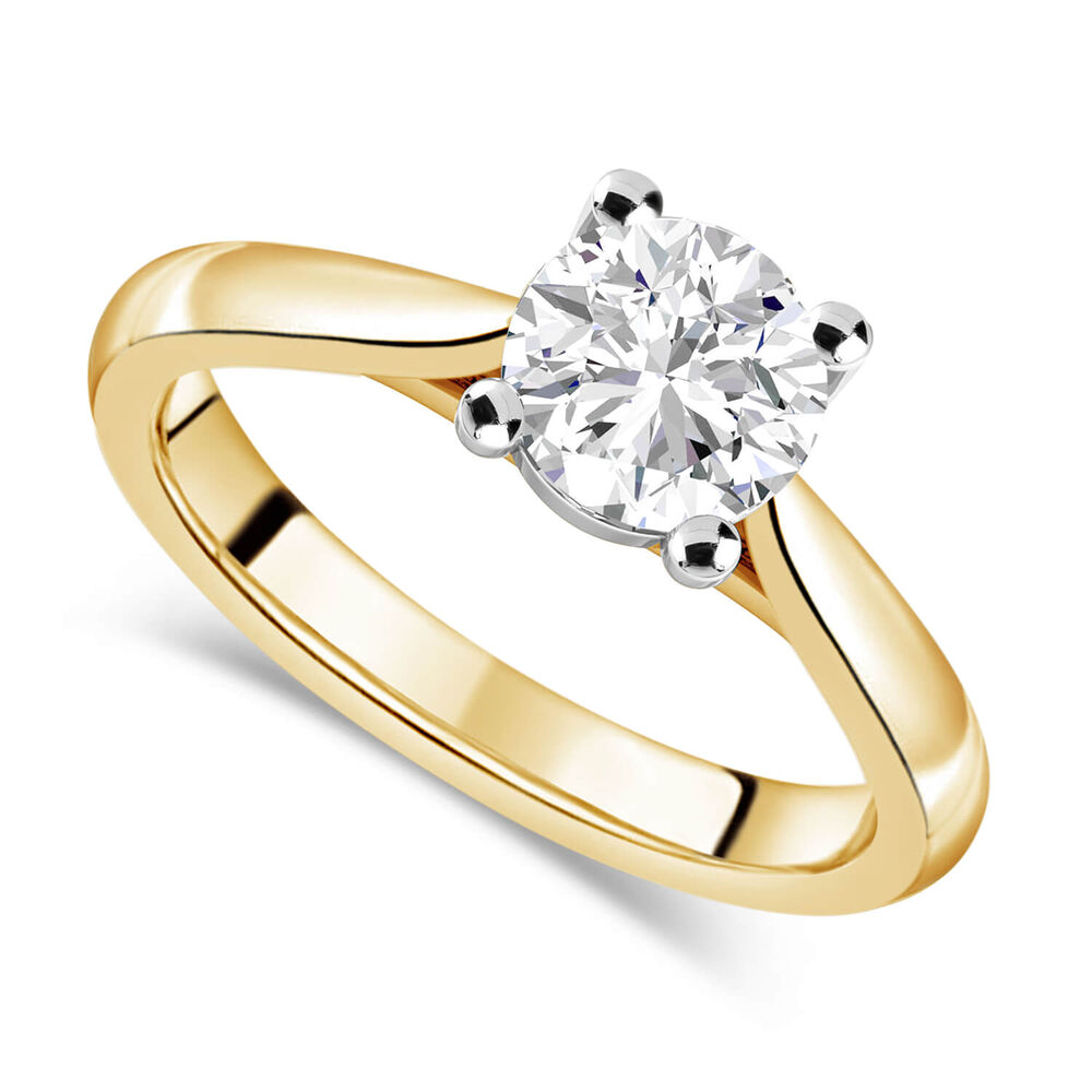 18ct Yellow Gold 1.25ct Round Diamond Orchid Setting Ring image number 0