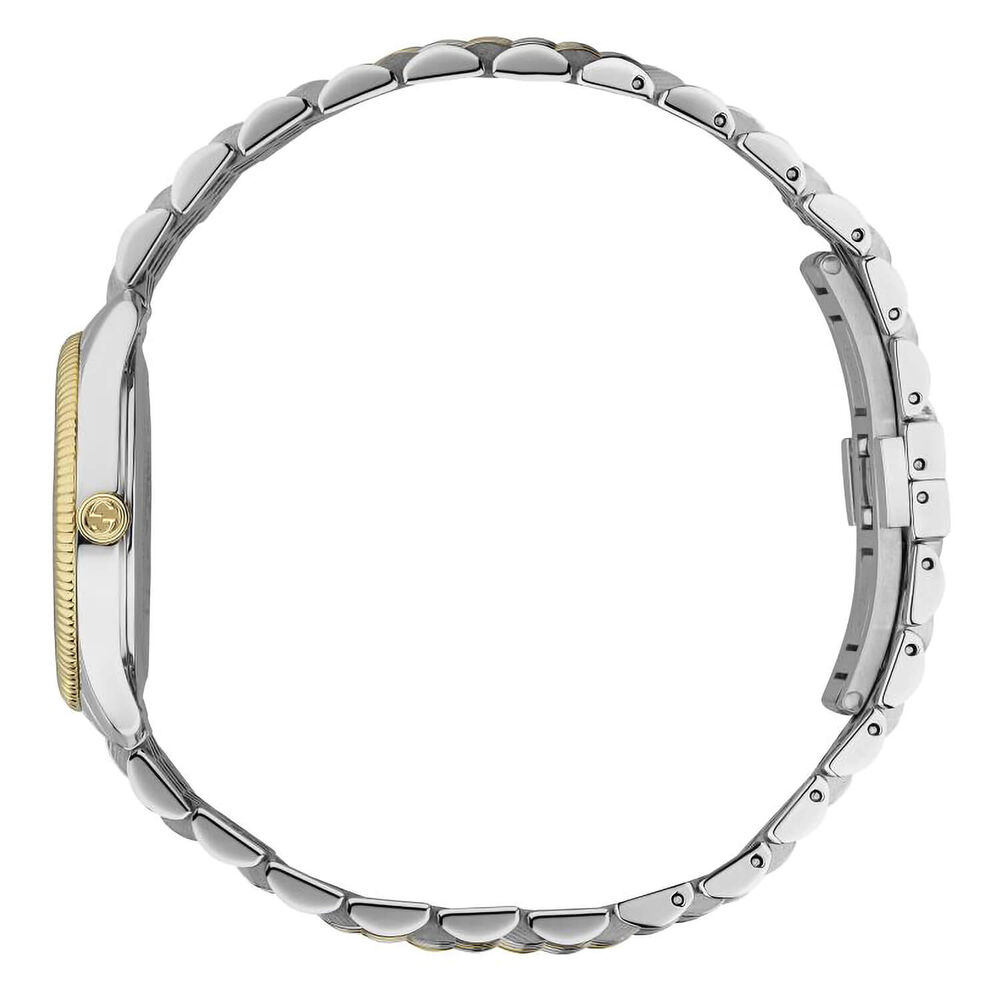 Gucci Timeless 29MM Pink Dial Steel With Yellow Gold PVD Case Bracelet image number 2