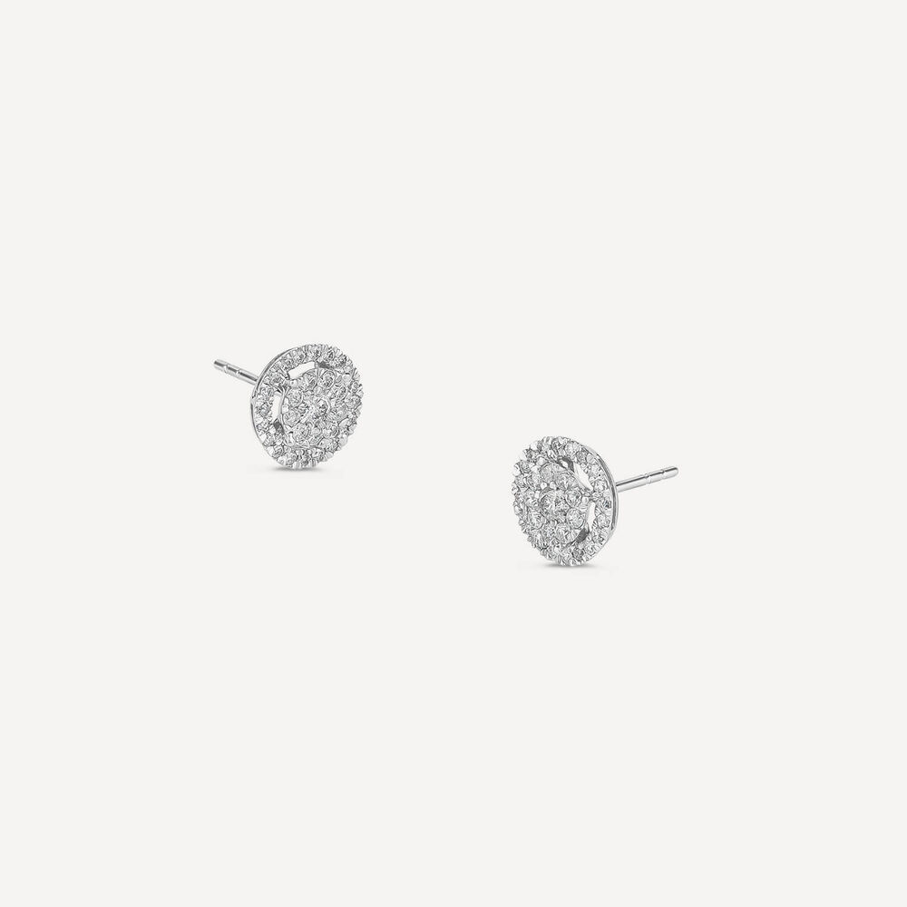 Platinum Round Cluster 0.50ct Diamond Halo Stud Earrings image number 1