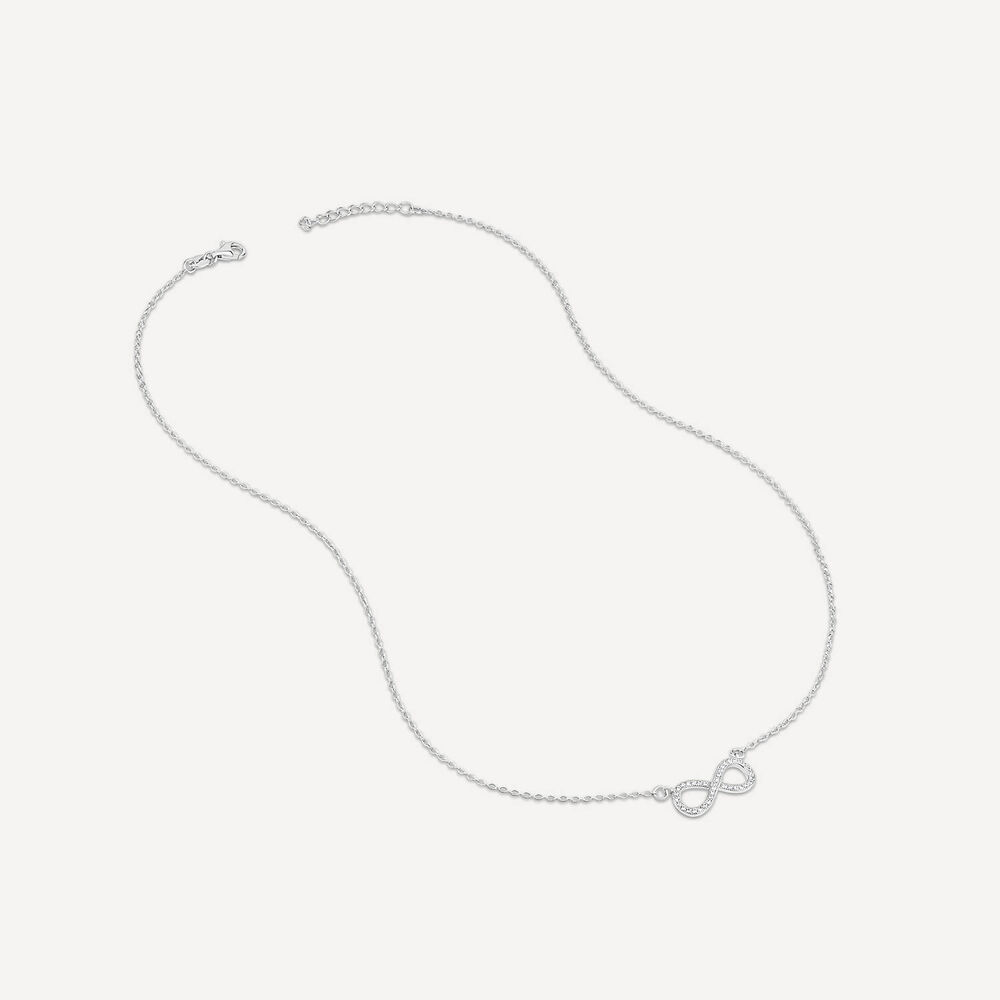 Sterling Silver Cubic Zirconia Inifinity Necklet image number 2