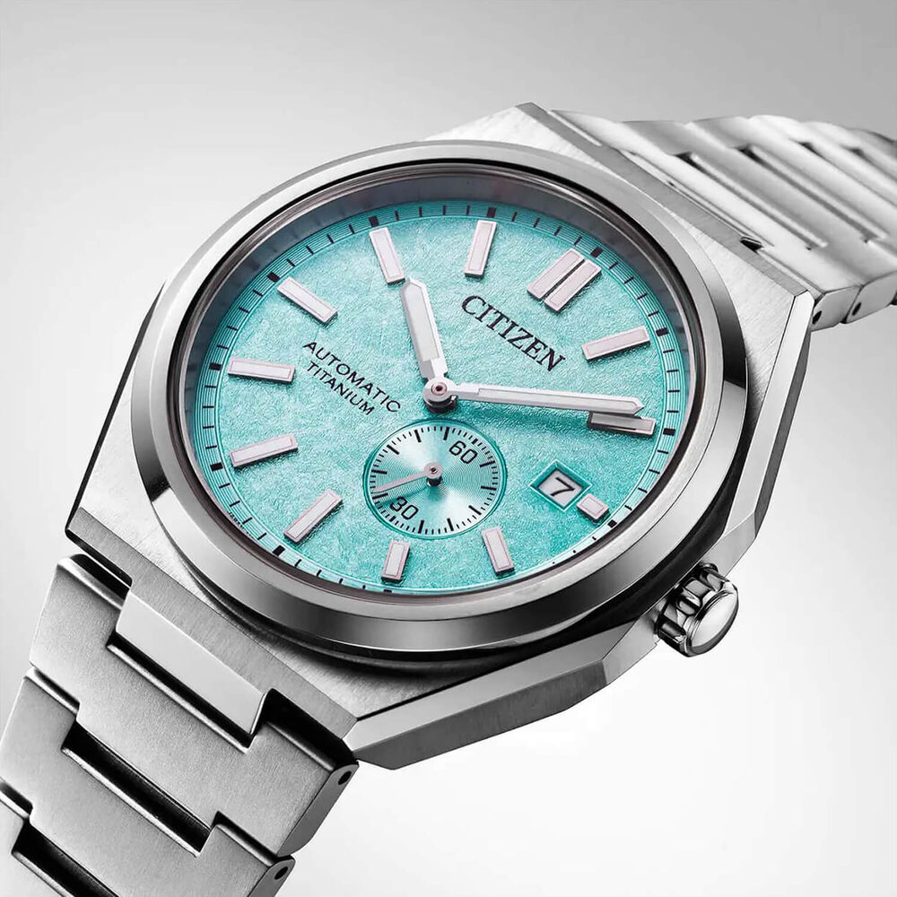 Citizen Zenshin Automatic 41mm Textured Blue Dial Super Titanium™ Bracelet Watch image number 2