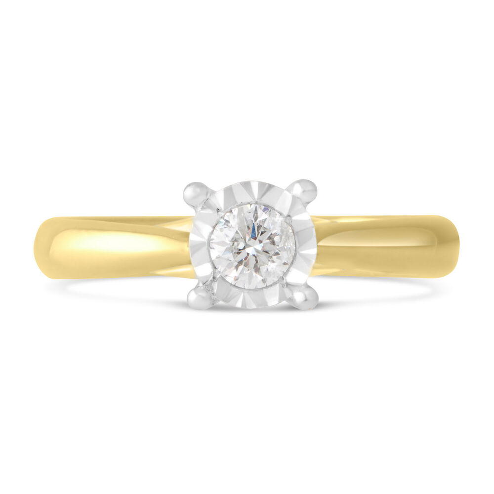 Ladies 9ct Gold Illusion Diamond Solitaire Engagement Ring