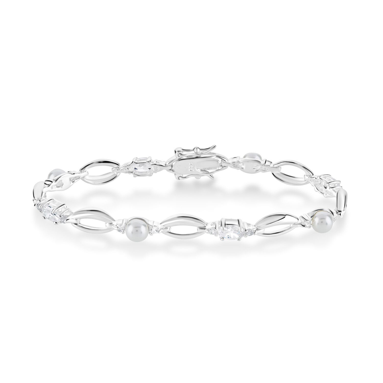 Pearl and cubic zirconia bracelet deals