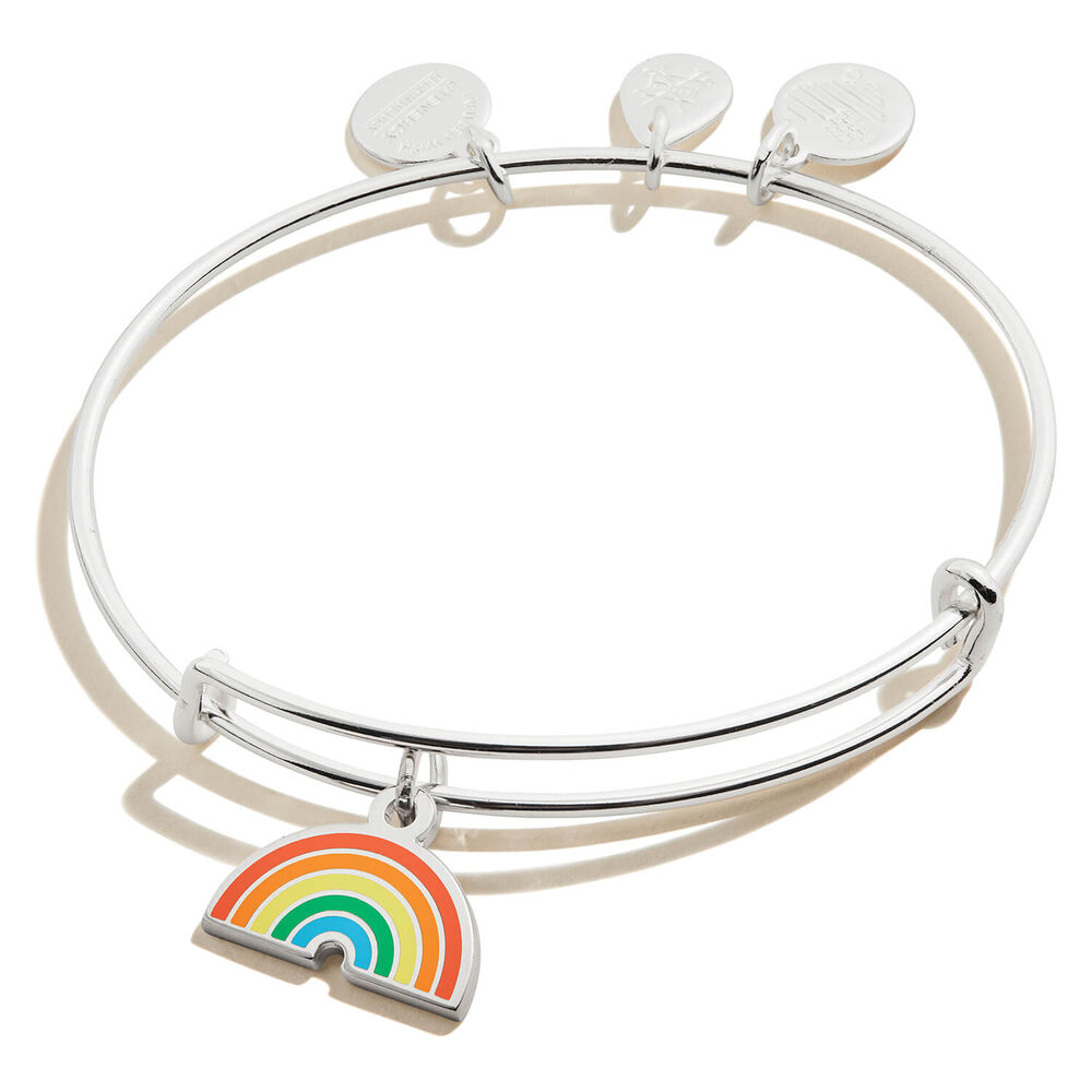 Alex and Ani Silver Plated Rainbow Charm Bangle image number 0