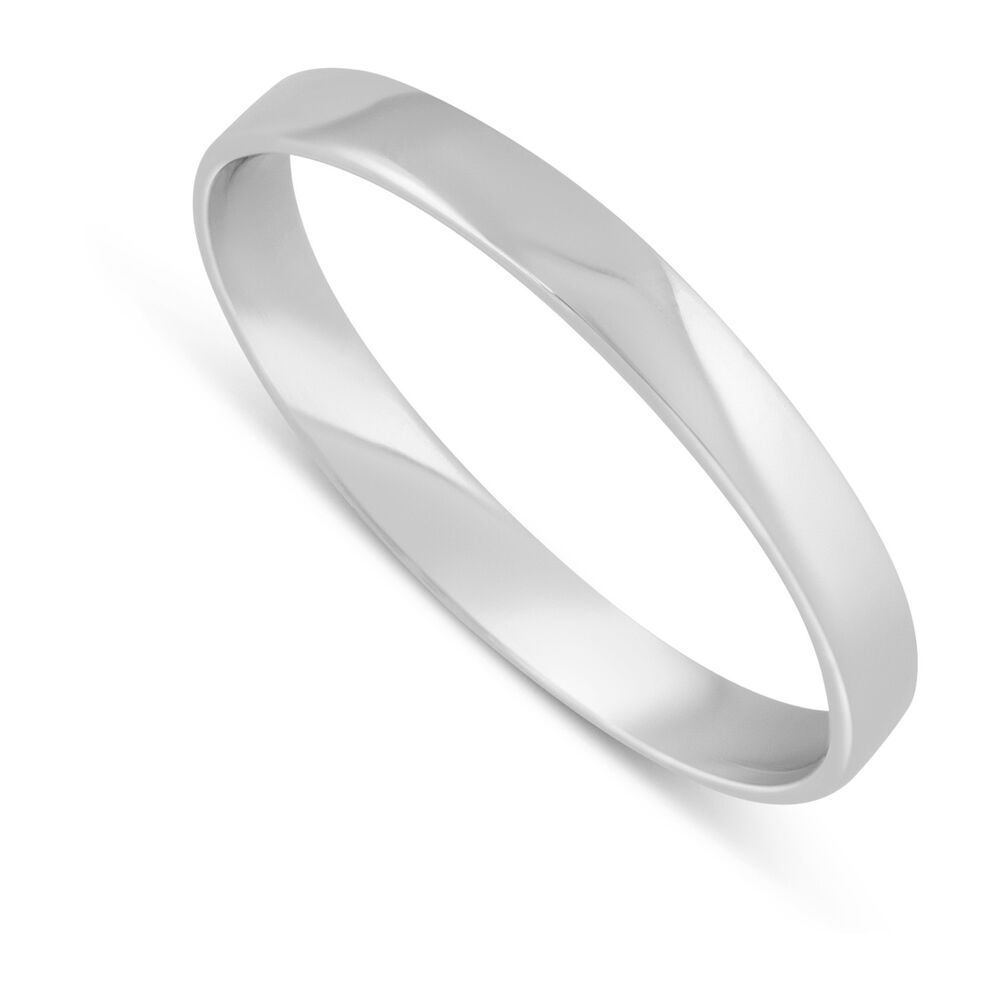 9ct White Gold 2.5mm Plain Flat 2.5mm Wedding Ring