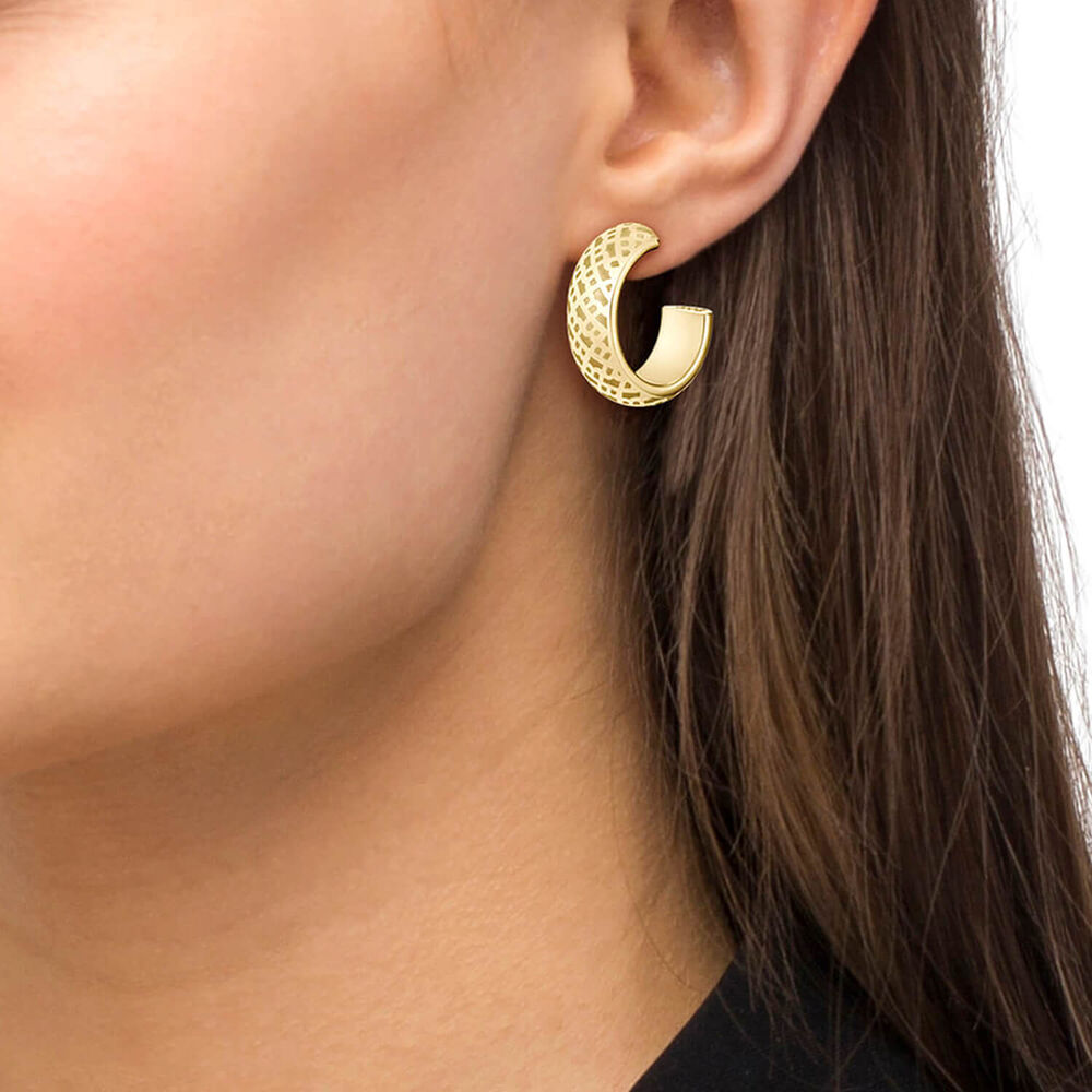 BOSS Aspen Yellow Gold IP Huggie Earrings