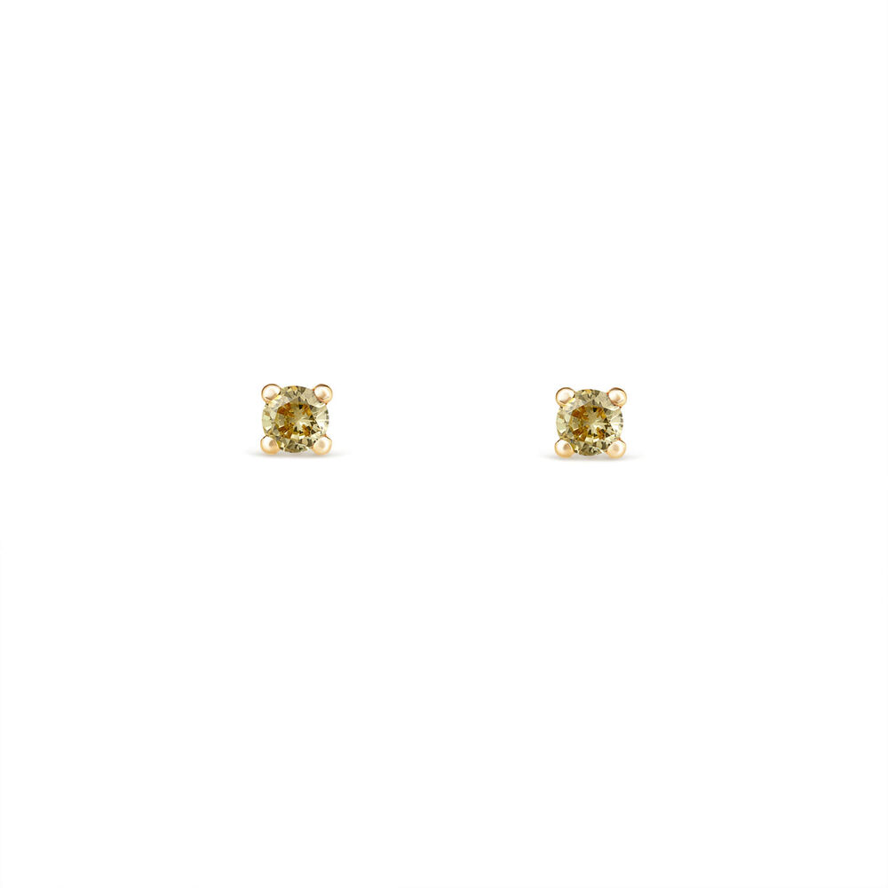 9ct Yellow Gold Four Claw Set Yellow Cubic Zirconia Stud Earrings image number 0