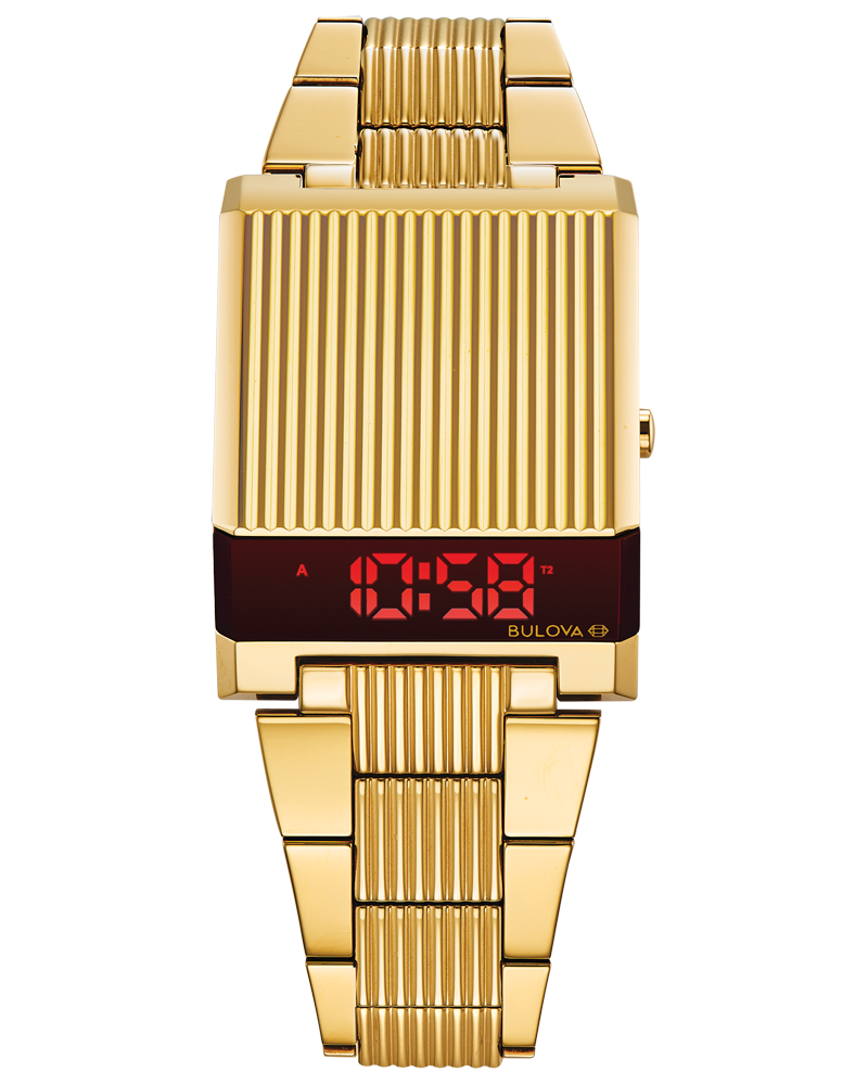 Bulova Computron Gold Plated Case Gold Plated Bracelet Watch