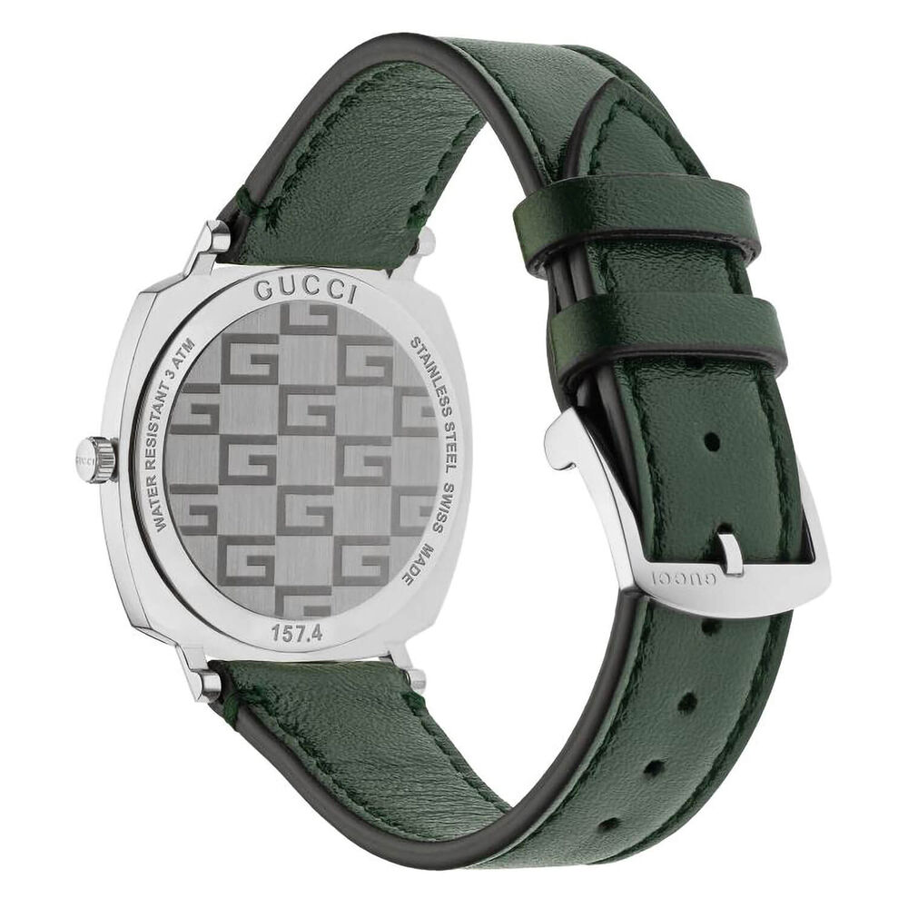 Gucci Grip GG Stainless Steel Green Leather 35mm Watch image number 2