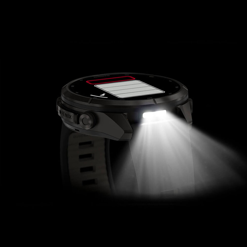 Garmin fenix 9 Pro 43mm Carbon Gray DLC Titanium Black/Pebble Grey Silicone Strap Watch