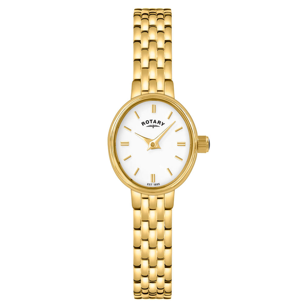 Rotary Cocktail 18mm White Dial Gold Plated Stainless Steel Bracelet Watch