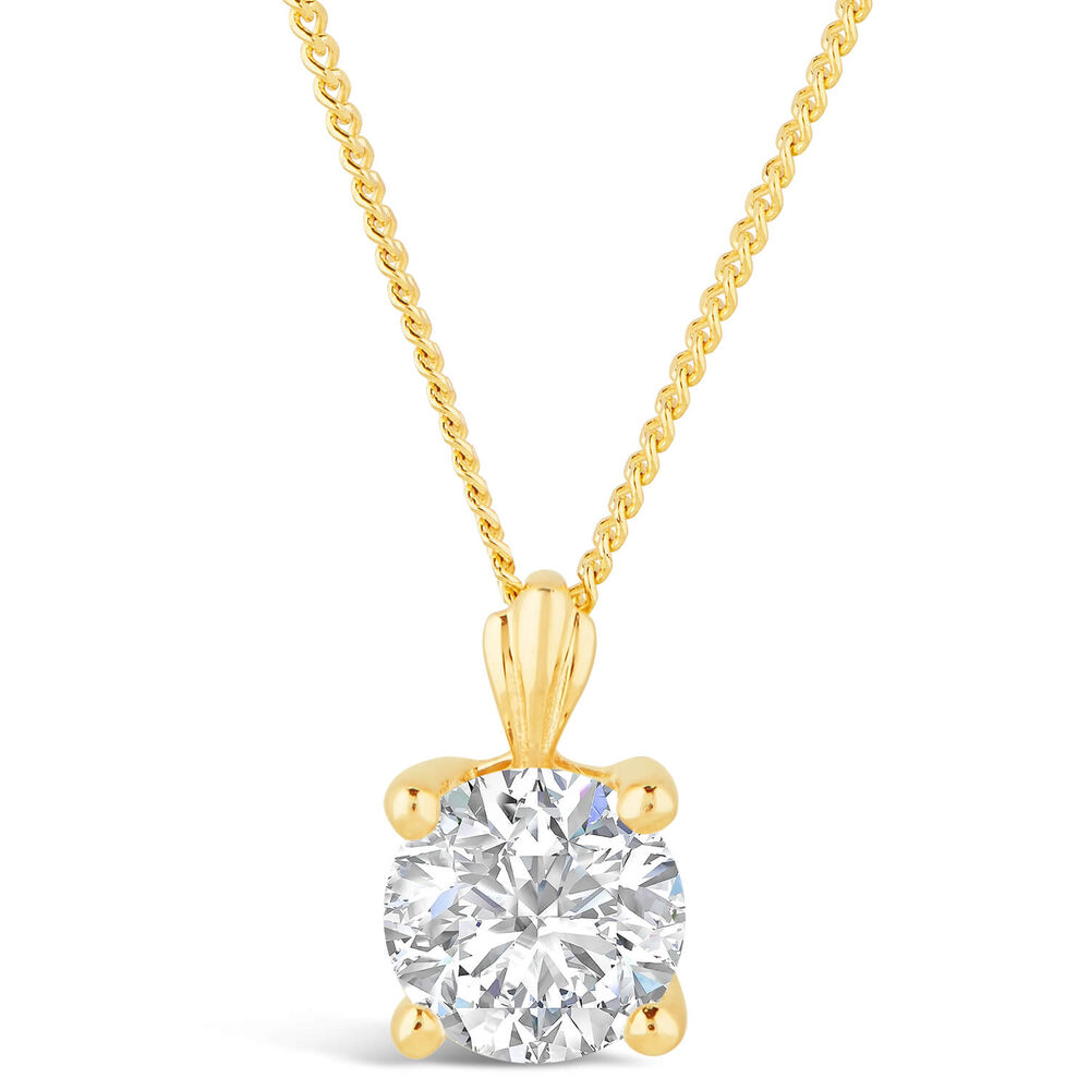 9ct Gold 5mm Four Claw Cubic Zirconia Set Pendant (Chain Included)