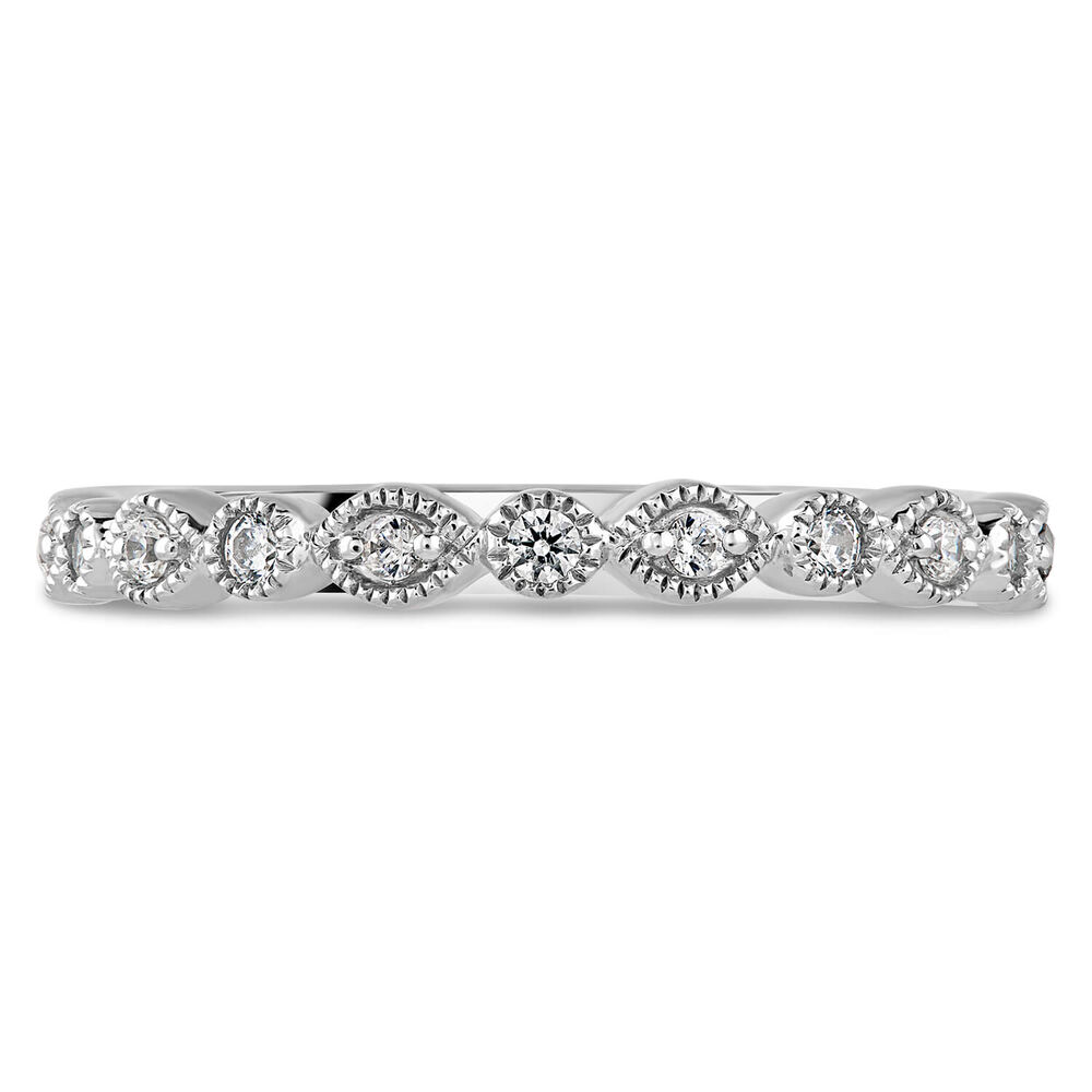 Kathy de Stafford 18ct White Gold "Freya" Vintage Pave Round Marquise Diamond 0.10ct Wedding Ring image number 1