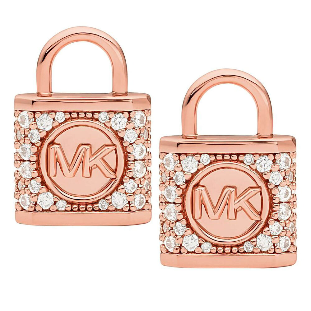 Michael Kors Rose Gold Plated Lock Stud Earrings image number 0