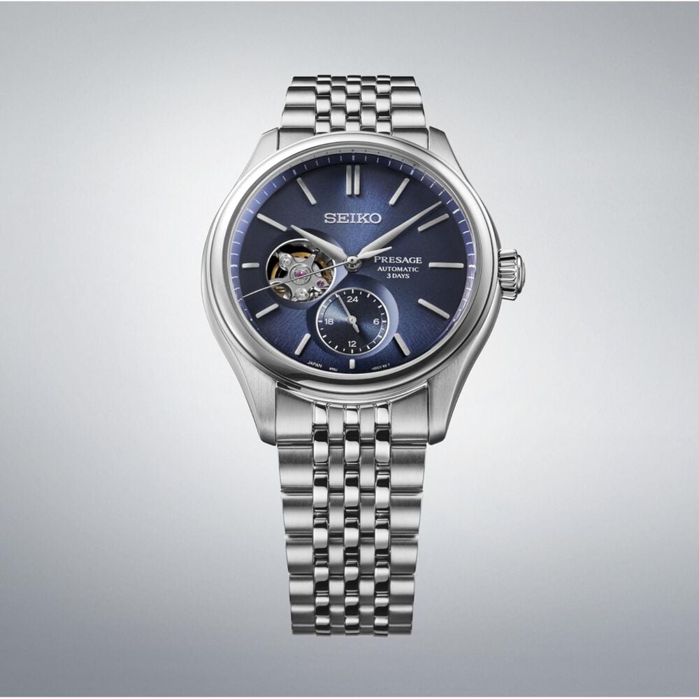 Seiko Presage Classic 40mm Blue Open Heart Dial Stainless Steel Bracelet Watch