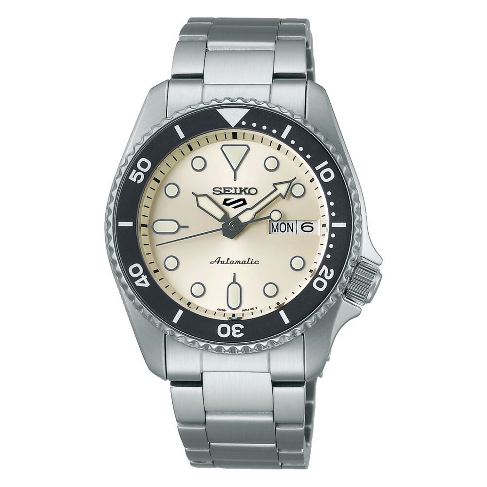 Seiko 5 Sports SKX “Midi” Mono 38mm Beige Dial Bracelet Watch