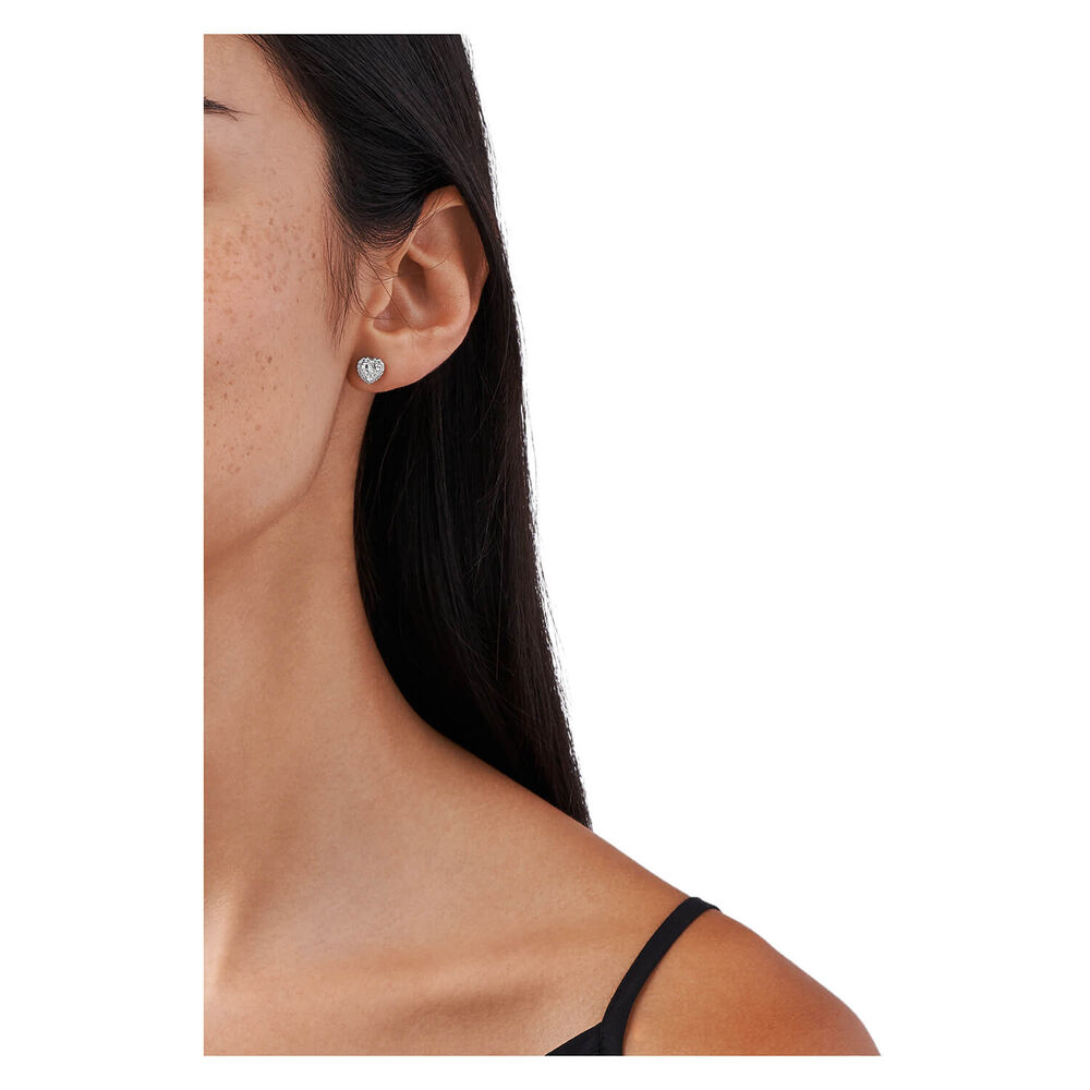 Michael Kors Brilliance Sterling Silver Heart Cluster Stud Earrings