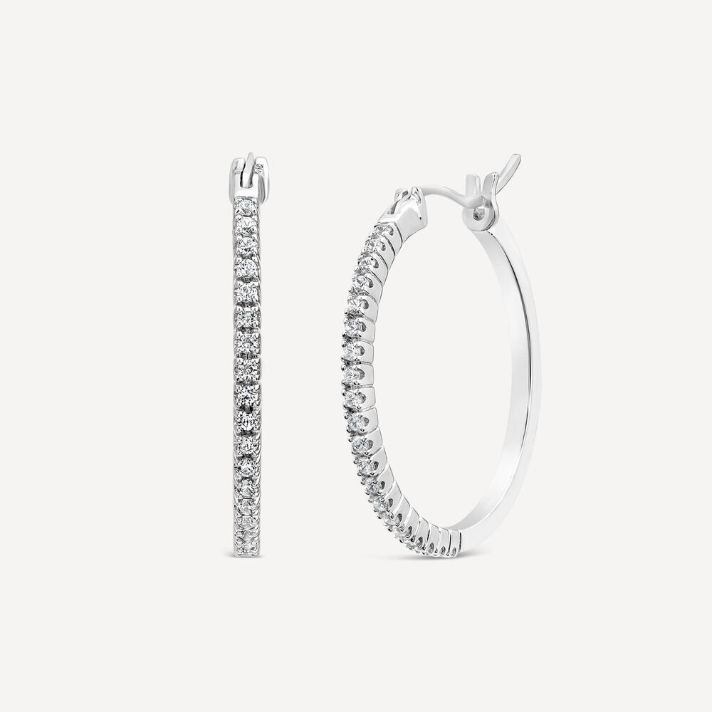 9ct White Gold 0.25ct Diamond Hoop Earrings