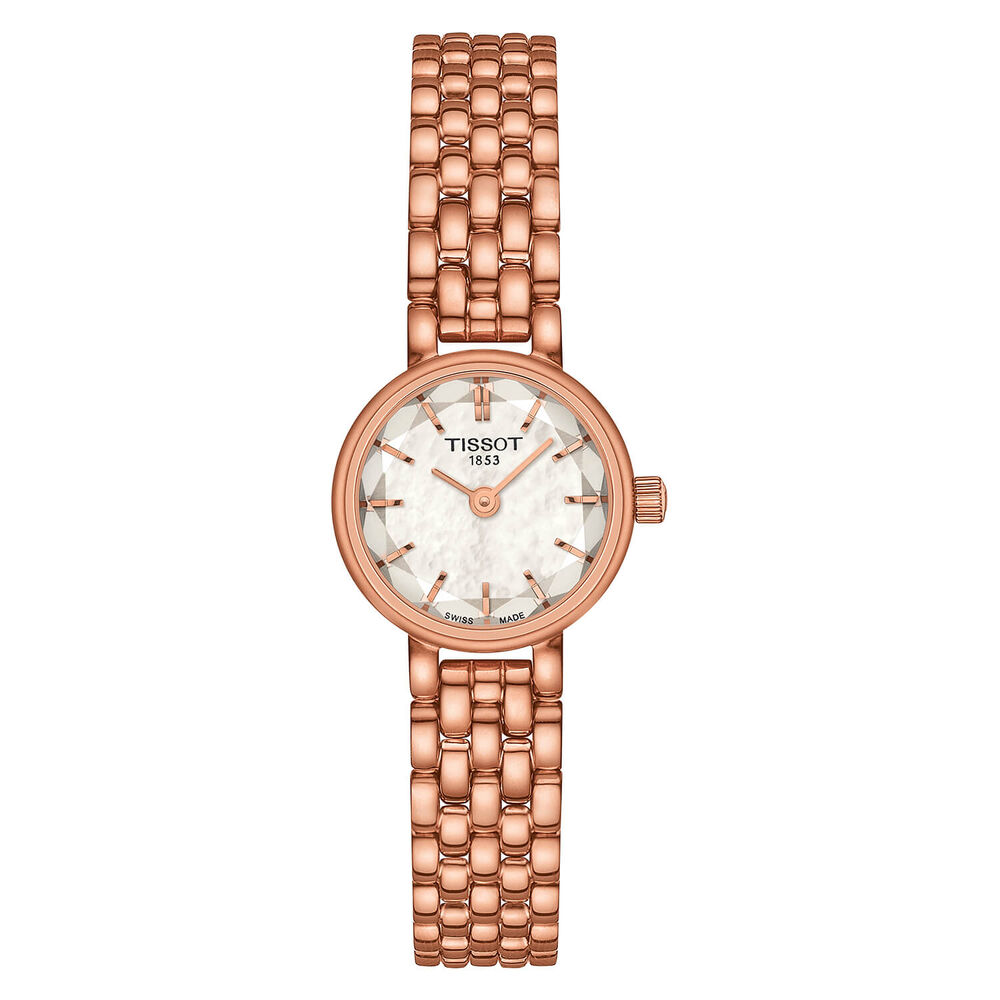 Tissot Lovely Round 19.5mm Rose Gold Bracelet Faceted Glass Watch image number 0