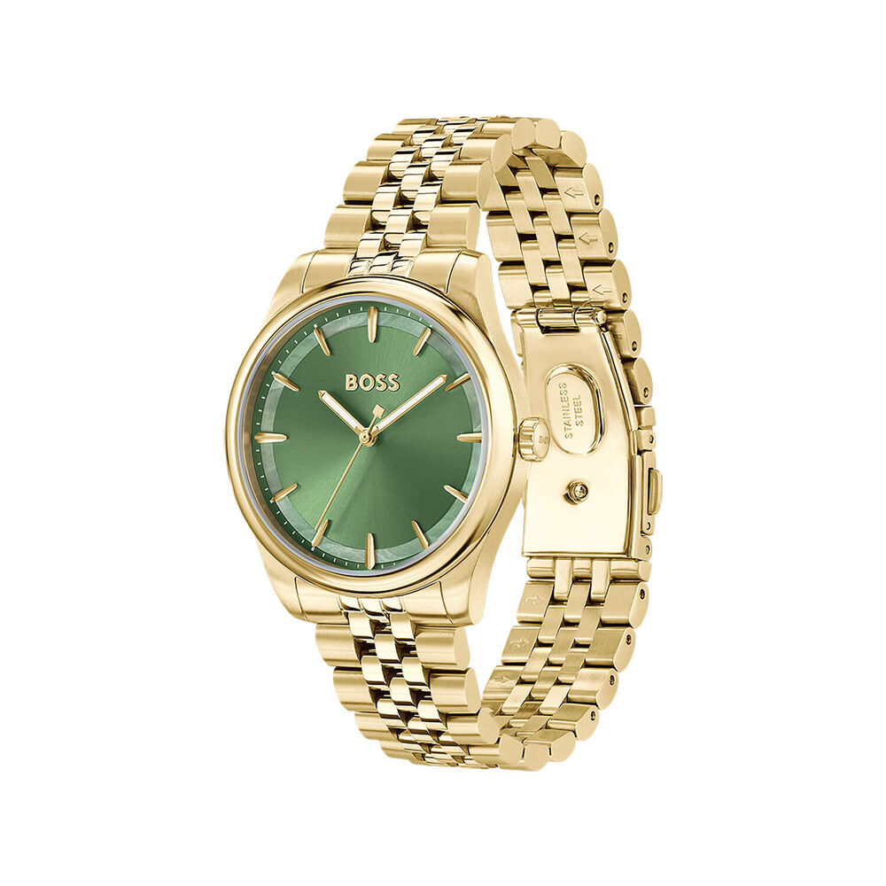 BOSS Graceful 36mm Green Dial Gold Tone Steel Bracelet Watch image number 2