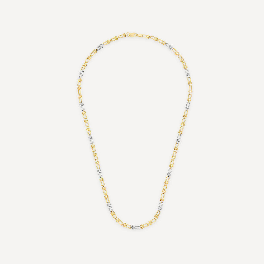 9ct Yellow & White Gold Stirrup Link Necklet image number 2