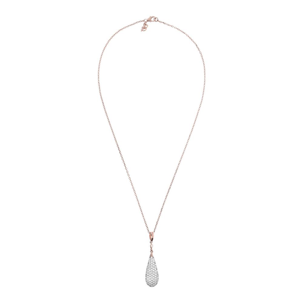 Bronzallure 18ct Rose Gold-Plated Crystal Teardrop Pendant