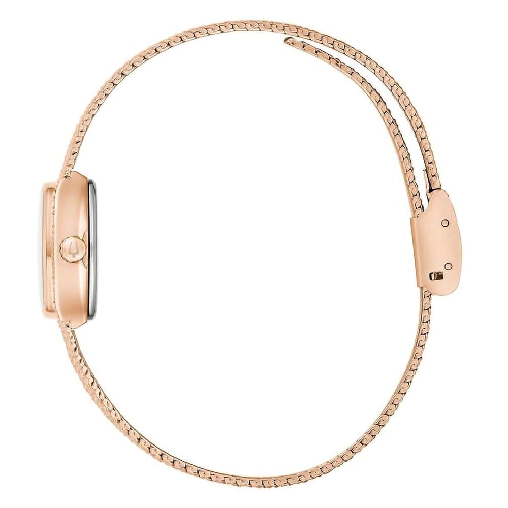 Bulova Goddess of Time 17mm Brown Dial Rose Gold Tone Stainless Steel Bracelet Watch