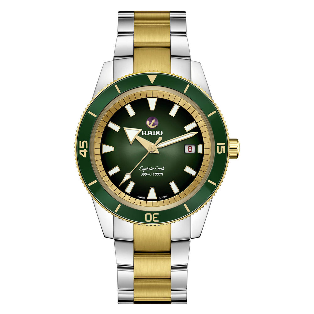 Rado Captain Cook 42mm Green Dial Yellow Gold PVD Case Watch image number 0