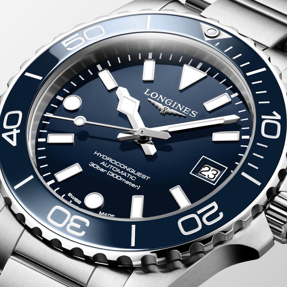 Longines HydroConquest 39mm Blue Dial & Bezel Steel Bracelet Watch