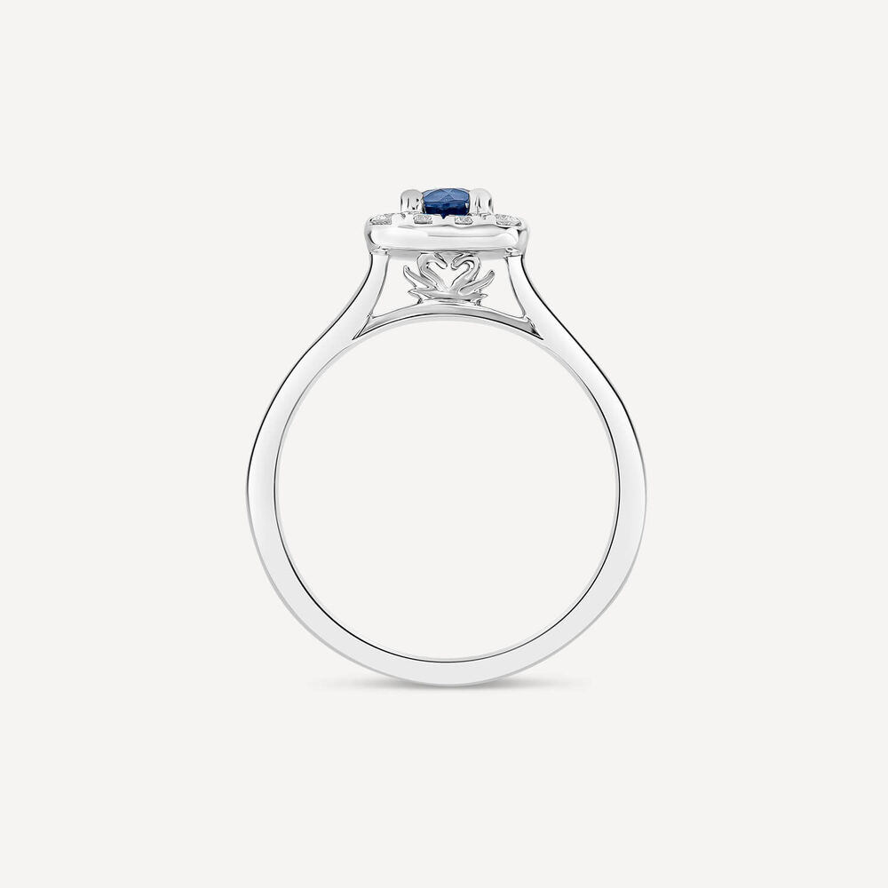 Kathy de Strafford 18ct White Gold Sadie Sapphire Centre 0.20ct Square Halo Diamond Ring image number 3