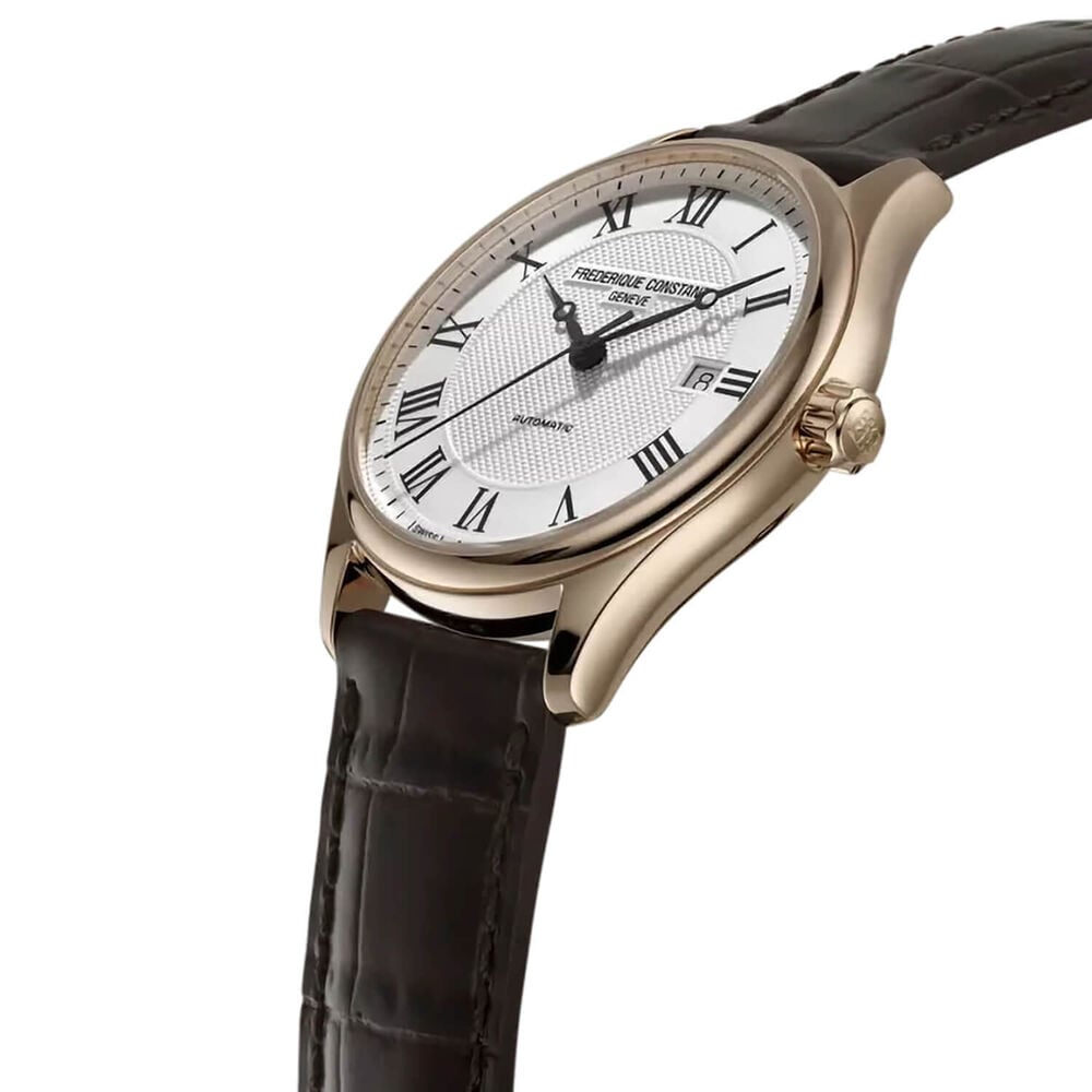 Frederique Constant Classics 40mm Silver Dial Brown Leather Strap Watch