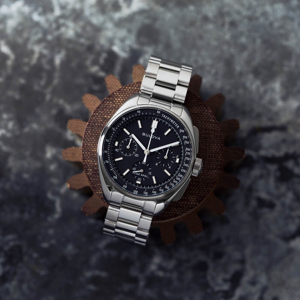 Bulova Lunar Pilot 43.5mm Black Dial Stainless Steel Bracelet Chronograph Watch image number 7