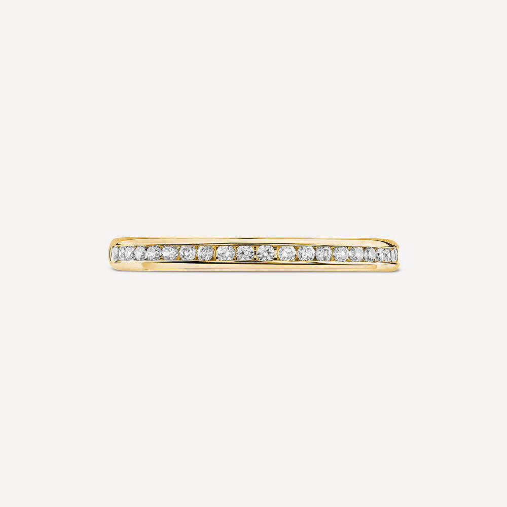 9ct Yellow Gold 2mm 0.10ct Diamond Channel Set Wedding Ring image number 1