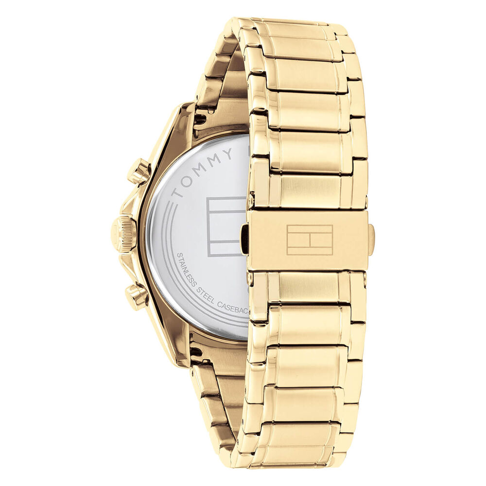 Tommy Hilfiger 44mm Blue Dial Chronograph Yellow Gold PVD Case Bracelet Watch