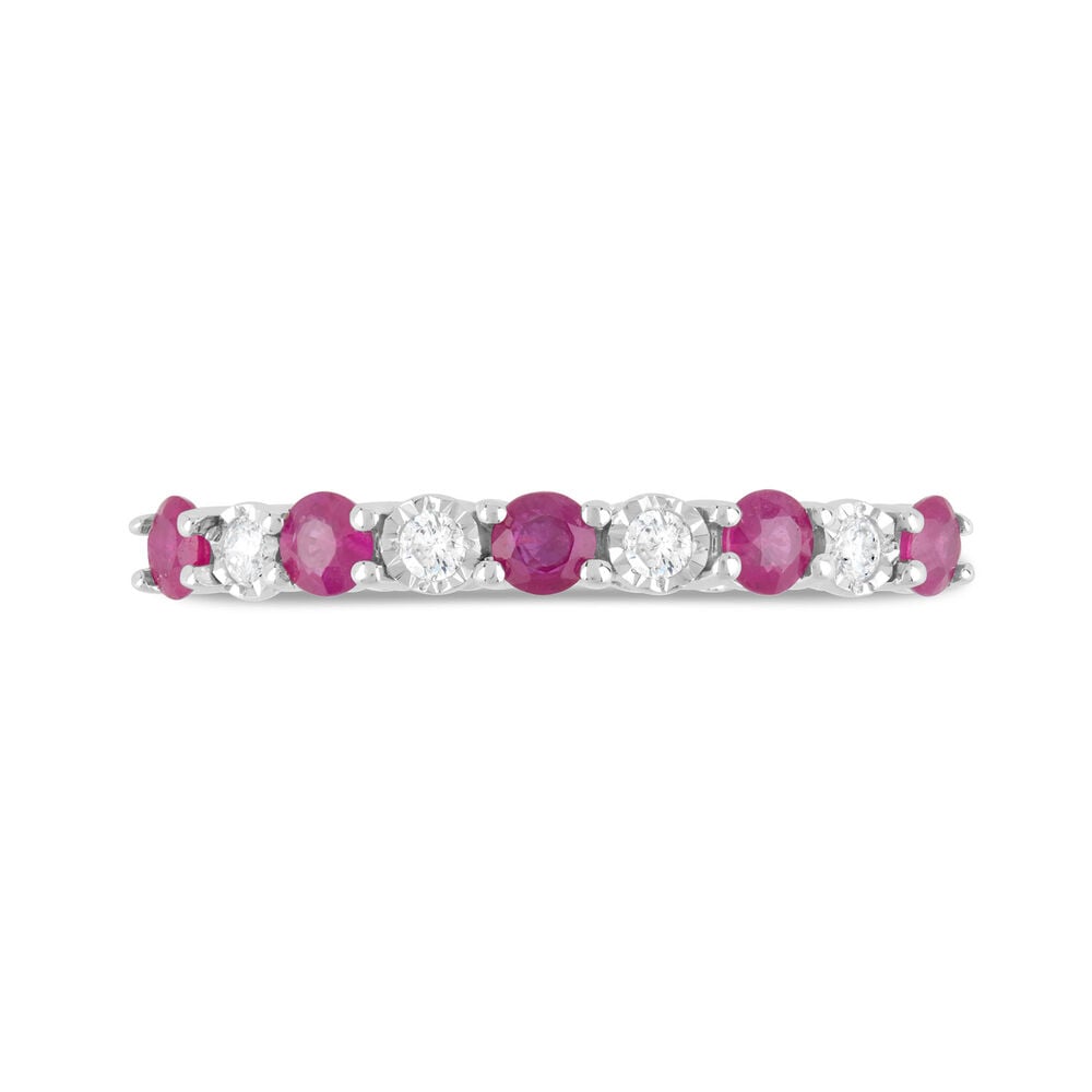 9ct Yellow & White Gold Diamond & Ruby Eternity Ring image number 1