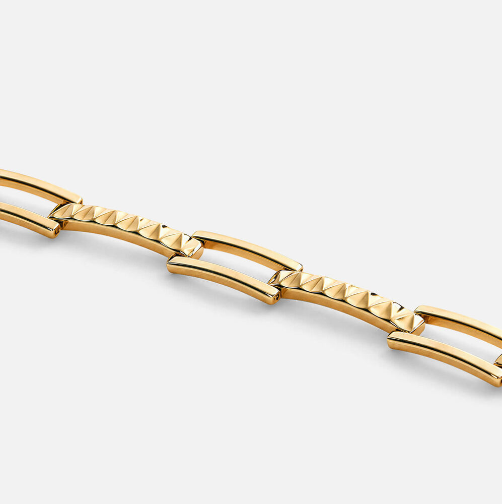 Yellow Gold Plated Vermeil Sterling Silver Patterned Bar Bracelet