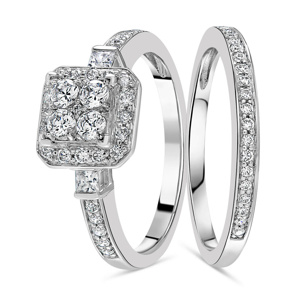 Ladies 9ct White Gold Diamond Quad Bridal Set .75ct image number 0
